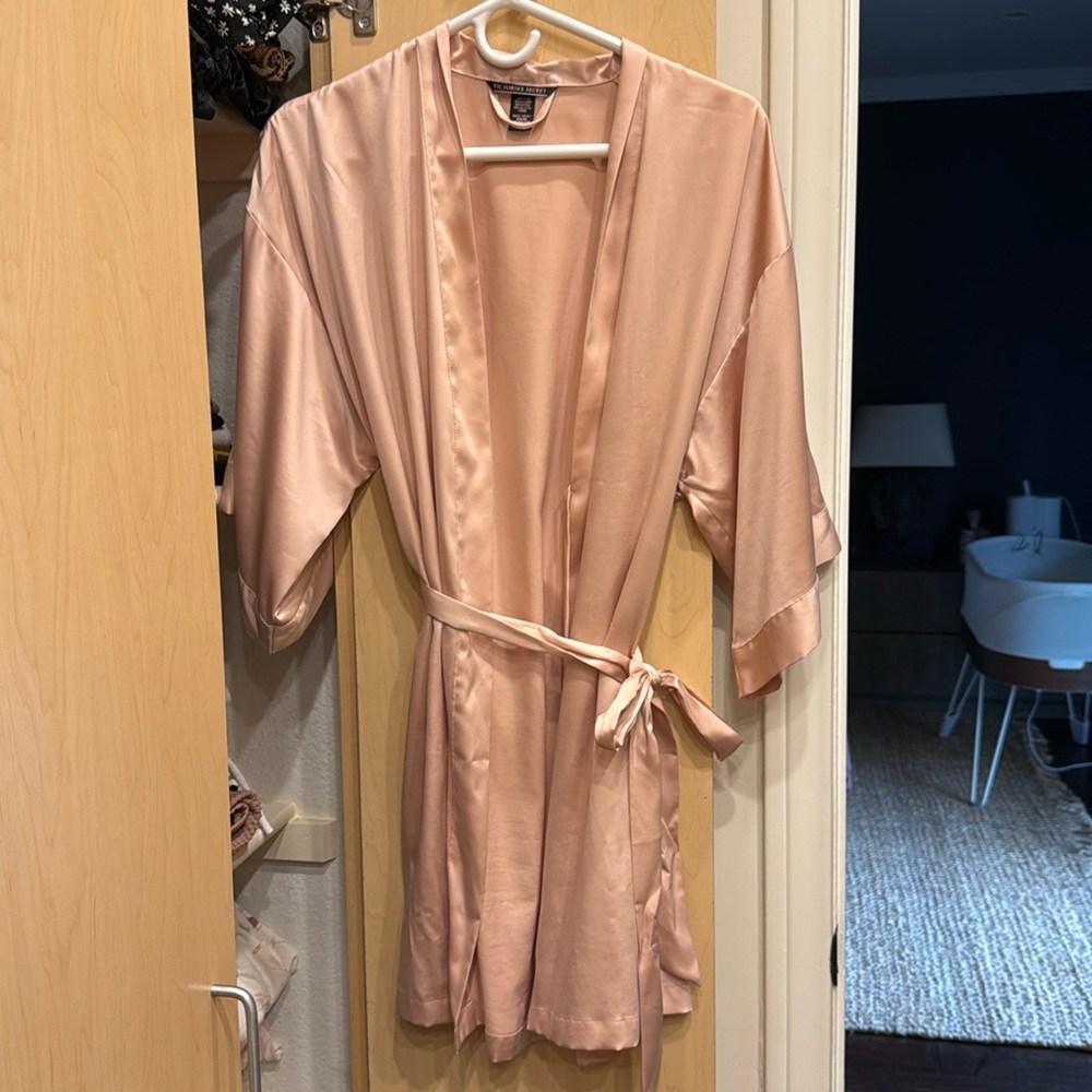 Victoria’s Secret satin robe in rose pink